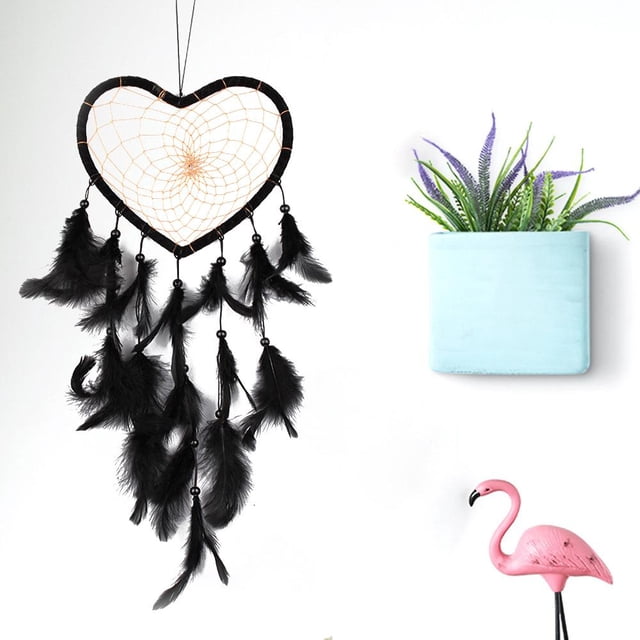 Atrapa Sueños Decoración Atrapasueños de plumas indias negras, arte para colgar en la pared, adornos para el hogar, decoración