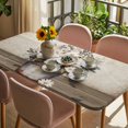 thumbnail image 3 of Vintage Flowers Table Cloths for 5 Foot Rectangle Tables, Farmhouse Floral Leaves Retro Wood Board Patio Waterproof Elastic Fitted Tablecloths, Washable Rectangular Table Cover for Camping, 3 of 8