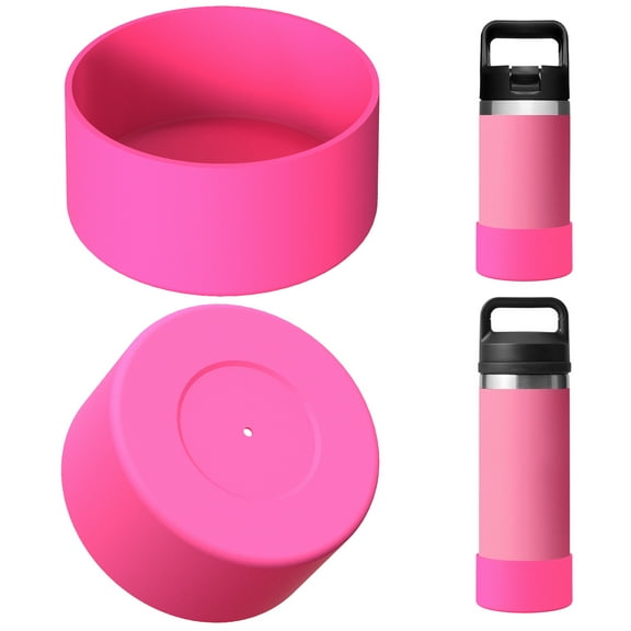 Linkidea Water Bottle Boot Compatible with YETI Rambler Jr. Kids 12oz, Rambler 12oz/18oz, Yonder 20oz/25oz, Silicone Anti-Slip Bottle Bottom Sleeve Bumper Protector (Pink / 2 Pack)