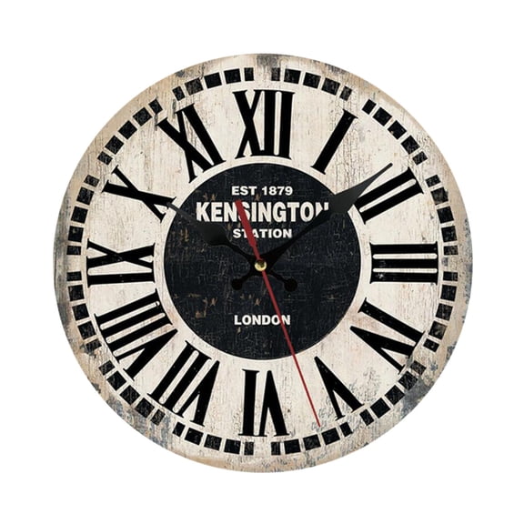 Vikakiooze Home Decor European Style Creative Wooden Living Room Bedroom Decoration Round Wall Clock