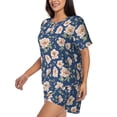 thumbnail image 2 of Kdxio Flower Print Pajamas Sets for Women Short-Sleeved Pjs with Lounge Shorts Two Piece Sleepwear S-4XL, 2 of 9