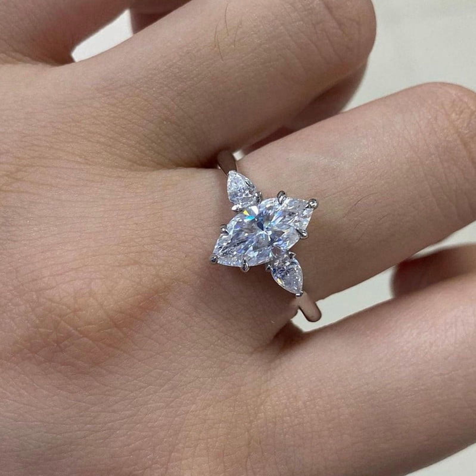 solitaire jewels 2CT Marquise With Side Pear 3 stone Engagement Ring For Women, 14K Yellow Gold