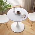 thumbnail image 2 of 32" Round Coffee Table, Accent Table with MDF Table Top, Metal Base, Modern Side End Table for Dining Room, Kitchen, Living Room, White., 2 of 8