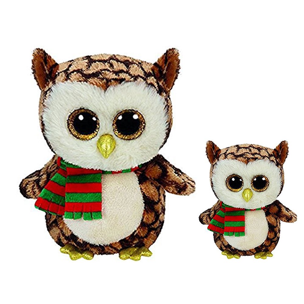 Ty Beanie Boos Wise the Owl 6" Plush & Wise the Owl 9" Plush Bundle Set