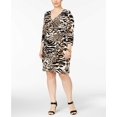 thumbnail image 1 of INC International Concepts Plus Robe Portefeuille à Imprimé Animal (Noir, 1X), 1 of 5