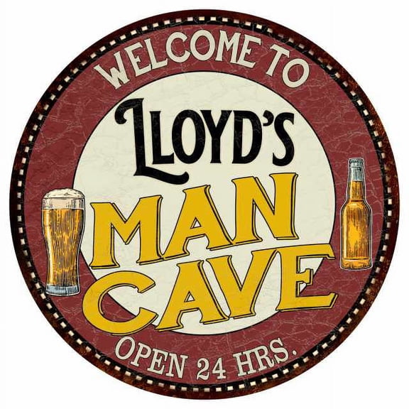 Lloyd's Man Cave 14" Round Metal Sign Kitchen Bar Wall Decor 100140035200