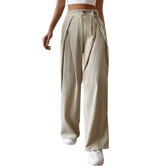 Sngxgn Women's Casual Loose Wide Leg Cozy Pants Sweatpants Comfy Drawstring High Waisted(Grey,L)