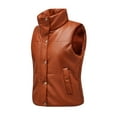 thumbnail image 5 of Lilgiuy Women Pocket Vest Coat Short Jacket Winter Sleeveless Faux Leather Coat Brown，12（XXL） Winter Dresses for 2022, 5 of 5