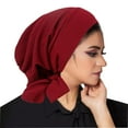 thumbnail image 2 of Cold Weather Headbands Women's Solid Color Crystal Linen Long Tail Headscarf Cap Cap Wavy Pattern Women's Hat, 2 of 2