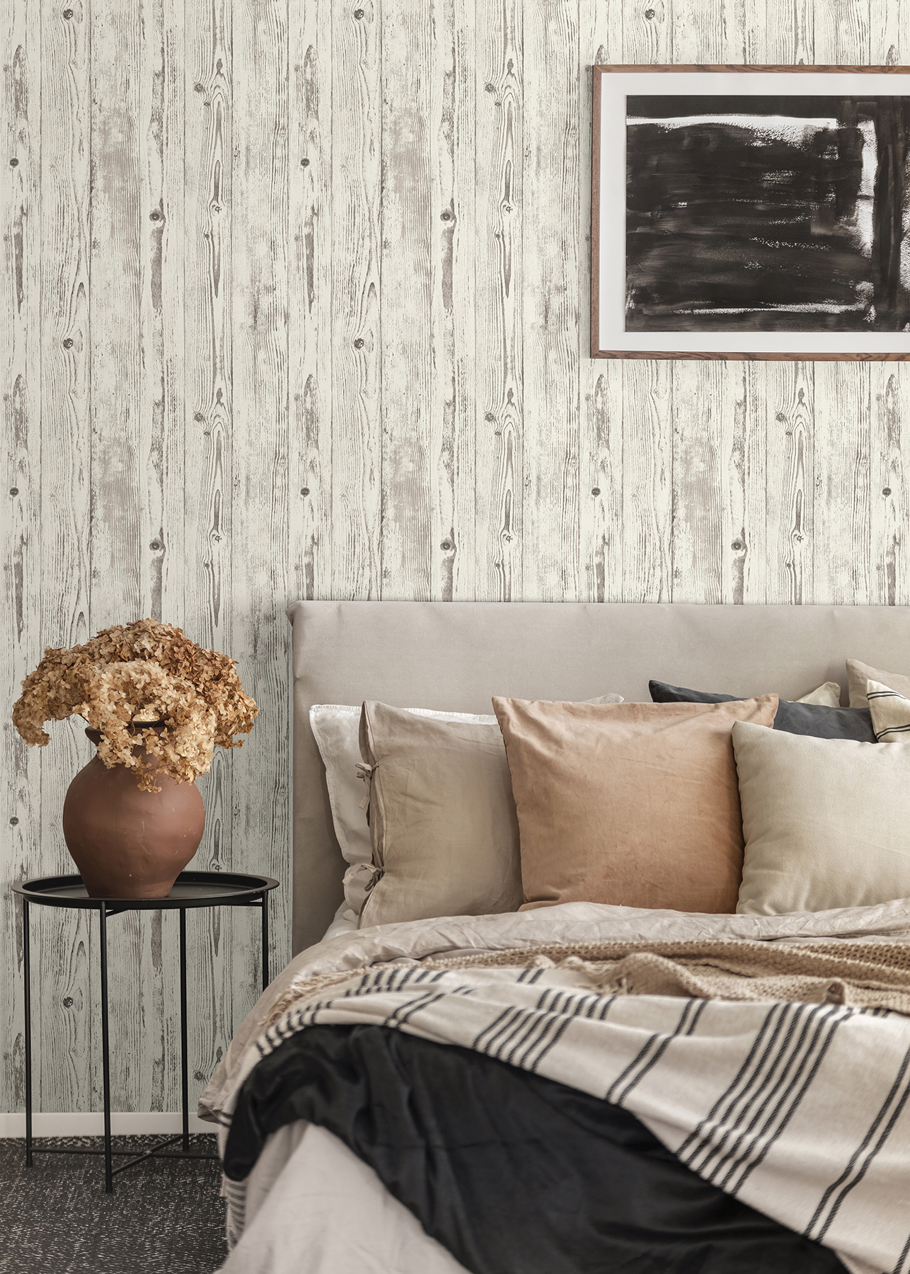 Advantage Albright White Weathered Oak Panels Unpasted Vinyl On Non Woven Wallpaper, 21-in by 33-ft, 57.8 sq. ft.
