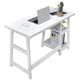 thumbnail image 4 of Costway Trestle Computer Desk Home Office Workstation w/Removable Shelves Vintage White, 4 of 10