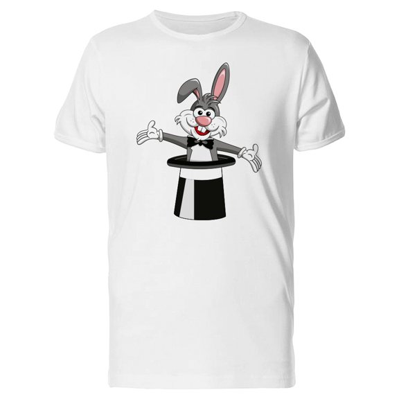Smartprints Mens Graphic Tee - Cute Rabbit Inside Magician Hat - Regular Fit 100% Cotton