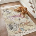 thumbnail image 4 of Area Rug with Tassels 3' x 5', Watercolor Marine Octopus Starfish Kitchen Runner Rug for Hallway Bedroom Throw Rugs, Sailboat Shell on Retro Newspaper Soft Door Mat for Bathroom Entrance Living Room, 4 of 9
