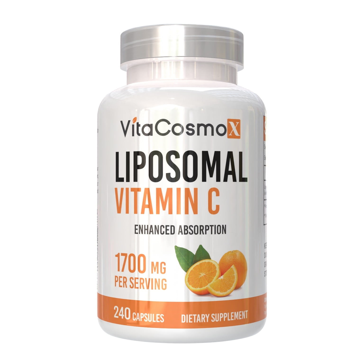VitaCosmoX Liposomal Vitamin C 1700mg- High Absorption, Fat Soluble VIT C, Antioxidant Supplement, Higher Bioavailability Immune System Support & Collagen Booster, Non-GMO, Vegan Pills (240 Capsules)