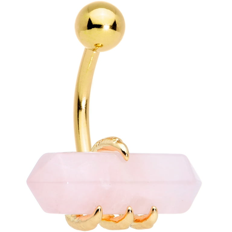 Rose quartz belly ring deals
