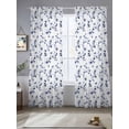 thumbnail image 2 of Blue Floral Sheer Curtains 84 Inch Length 2 Panels Set, Retro Blossom Flower Botanical Leaf Plant Voile Window Treatment Rod Pocket Curtains Sheers Drapes for Bedroom/Living Room/Kitchen 52"x84"x2, 2 of 7