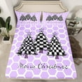 thumbnail image 2 of jejeloiu Purple Honeycomb Plaid Full Size Sheets,Kawaii Grffiti Xmas Tree Bed Sheets,Merry Christmas Sheet Sets For Girls,Microfiber Bedroom Decor,4pcs, 2 of 7