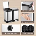 thumbnail image 5 of 10 Gallon Dual Compartment Trash Can, 40L Stainless Steel Step Garbage Bin with Soft-Close Lids, Hands-Free Kitchen Trash & Recycling Bin with Foot Pedal for Bathroom & Office, 5 of 7