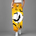 thumbnail image 2 of YDFCWXW Halloween Sweatpants for Women 2025 Elastic High Waisted Sporty Jogger Baggy Lounge Bottoms with Pockets (Yellow, XL), 2 of 4