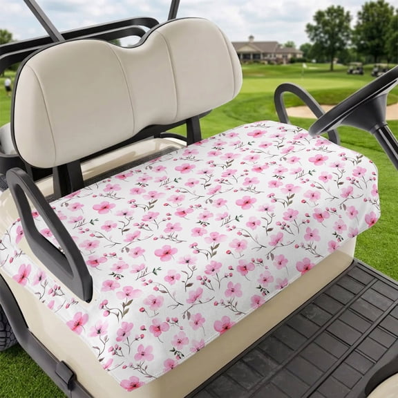 Golf Cart Seat Covers for 2 Seater, Pink Spring Floral Soft Microfiber Cart Seat Towel Blanket, Summer Botanical Elegant Absorbent Breathable Non Slip Bench Seats Protector for Golf Course 51"x31"