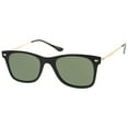 thumbnail image 3 of zeroUV Unisex Super Flat Slim Metal Temples Square Flat Lens Horn Rimmed Sunglasses 51mm (Black-Gold / Green) - 51mm, 3 of 5