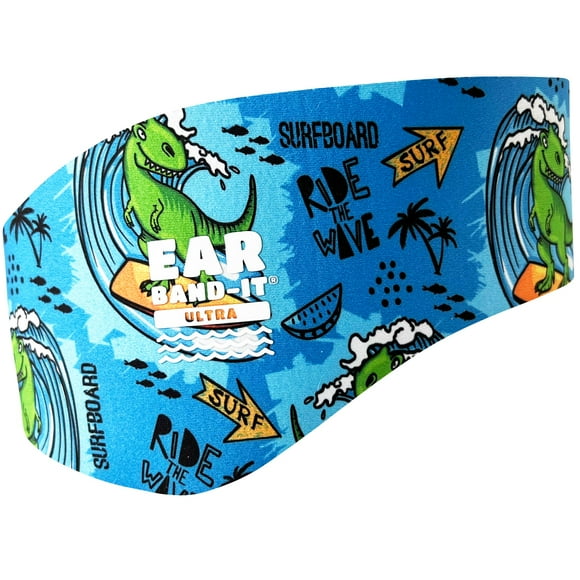 Diadema Earplug Ear Band-It Ultra para natación, diseño de dinosaurio grande