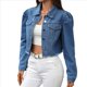 thumbnail image 1 of Chaqueta Vaquera Corta de Larga con Botones y Bolsillos para Mujer Azul M, 1 of 10