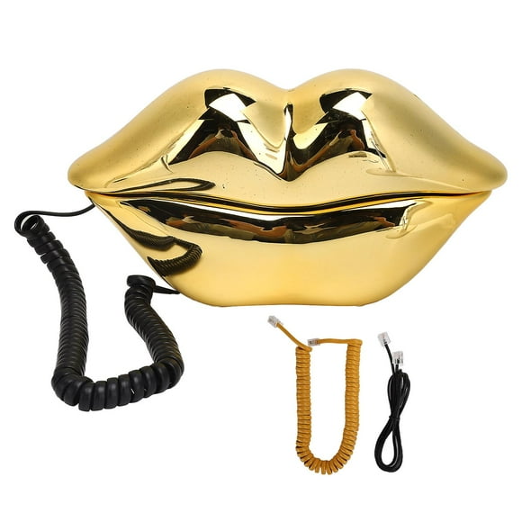 Electroplated Gold Lip Shape Telephone with Dial Phone for Home, Office or Hotel