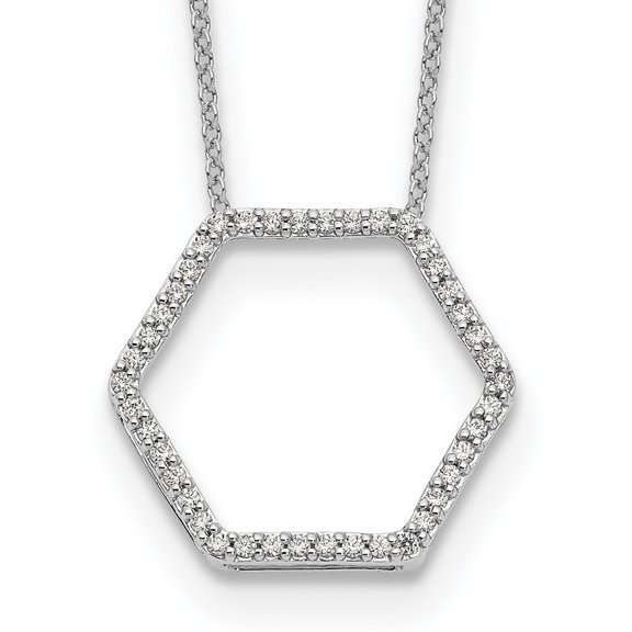 14K White Gold Cable Diamond Necklace Chain True Origin 1/4 carat Lab Grown VS/SI D E F Hexagon 18 inch 3.7 mm