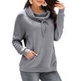 thumbnail image 3 of Sudadera con cordón y manga larga en color gris, talla M Sudadera informal con capucha y bolsillos para mujer, 3 of 6