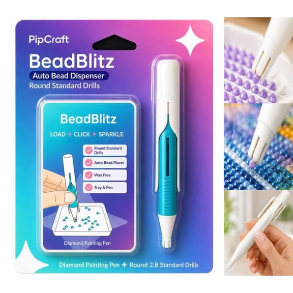 BeadBlitz Automatic Diamond Painting Bead Dispenser, Diamond Art Pen for 2.8mm Drills, Easy-Grip Stylus for Therapeutic Hobbies & Relaxing Afternoon Projects (Blue)