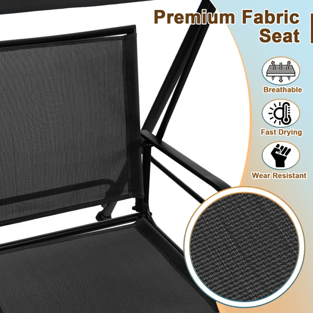Aimee Lii 2-Seat Outdoor Canopy Swing with Comfortable Fabric Seat and Heavy-duty Metal Frame, Outdoor Swing for Adults, Black