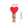 thumbnail image 3 of Clips de pared para fotos de madera con forma de corazón en forma de corazón del Día de San Valentín | Pinzas decorativas de colores rosas, morados, negros, rojos | Conjunto de 10 | 3,7x2cm, 3 of 6