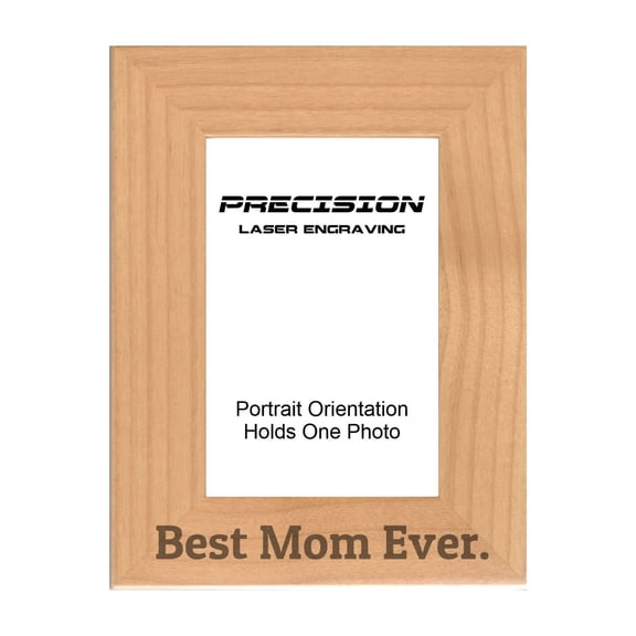 PrecisionNC Mom Frames Best Mom Ever Engraved Natural Wood Picture Frame Gift from Son Daughter 4x6 Portrait