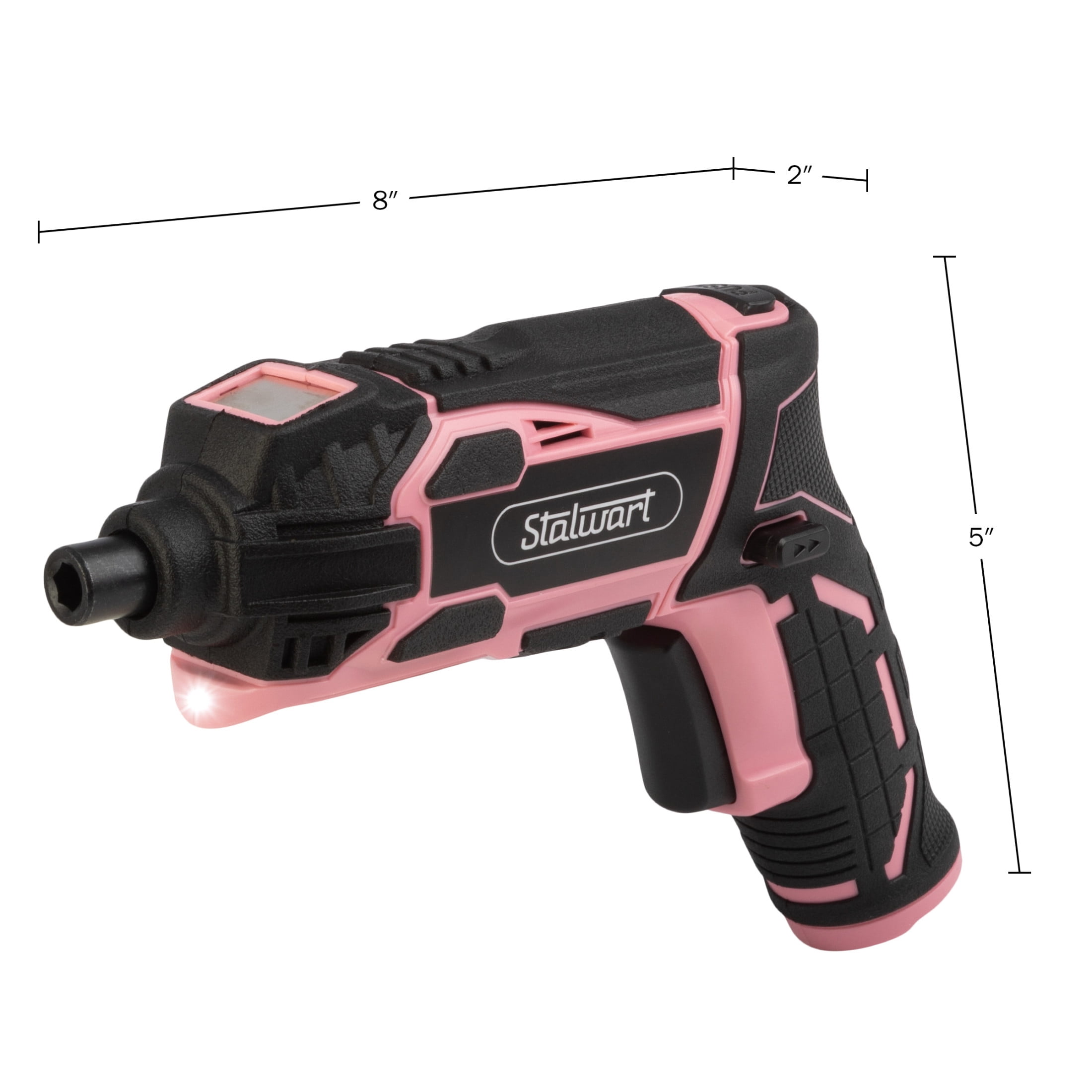Stalwart Cordless Electric Screwdriver 45pc Set with 2 Position Grip, Pink