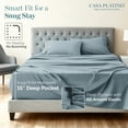 thumbnail image 4 of Casa Platino 100% Egyptian Cotton Sheets – 4 Piece King Sheets Set, Hotel Style Luxury Silky Sateen Weave for Smooth All-Season Comfort, 15” Snug Fit Deep Pocket – French Blue, 4 of 8