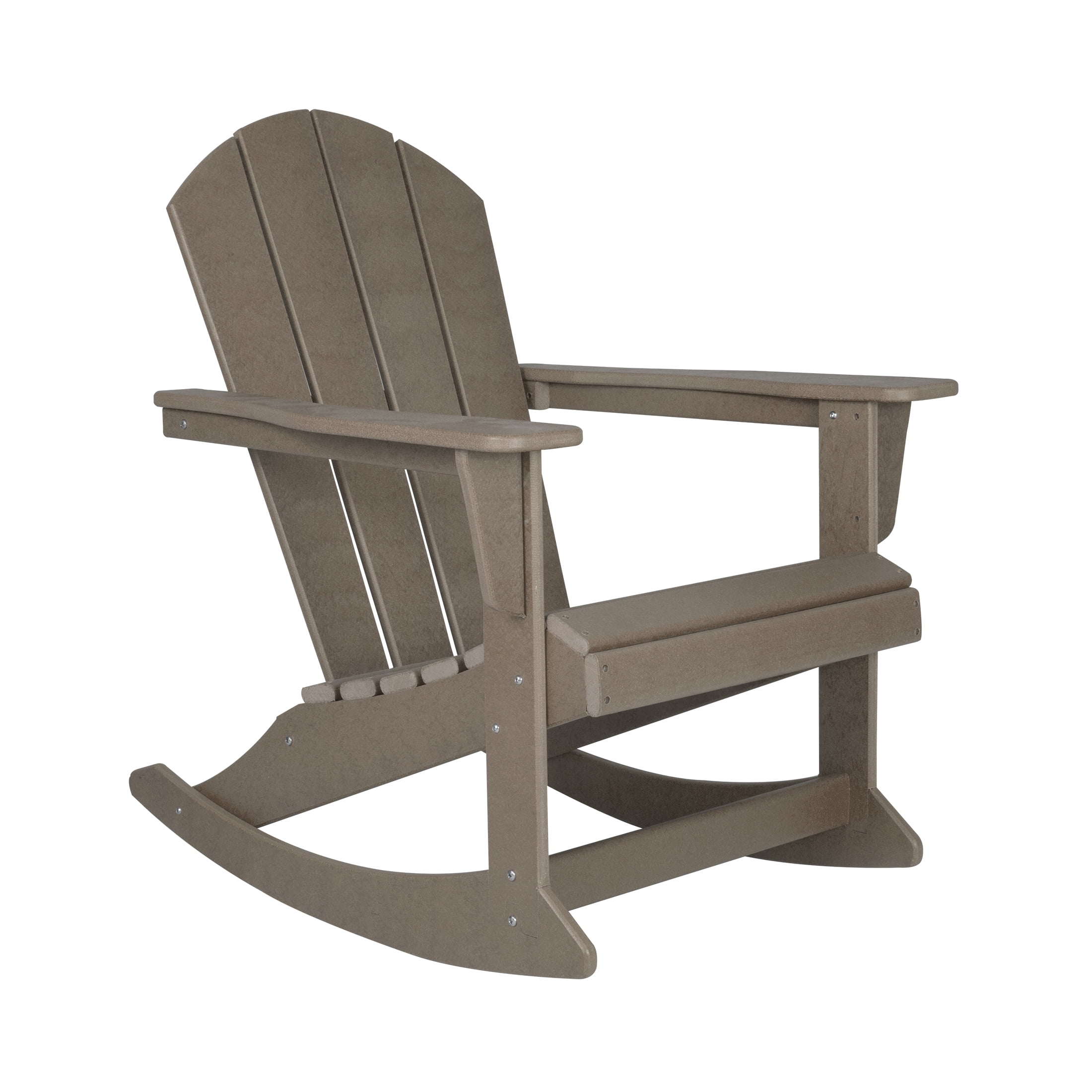 GARDEN Set of 2 - Plastic Outdoor Rocking Chairs for Patio Porch, Weathered Wood