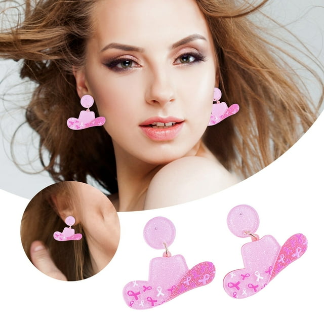 Ribbon Acrylic Earrings Breast Cancer Awareness Edition Fashion Perfect For Women