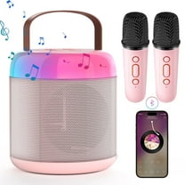 DR.J Professional Karaoke Machine for Kids with 2 Wireless Microphones LED Lights For 3 to 12 Old, Pink