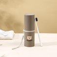 thumbnail image 1 of Queilt Simple Little Bear Toothbrush Cup Portable Travel Wash Cup Split Toothbrush Storage Box Couple Mouthwash Cup Set, 1 of 4