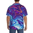 thumbnail image 3 of Wukai Swirl Print Blue Purple Men's Casual Short-Sleeve Button Down Shirt,Cuban Shirts for Men,Mens Short Sleeve Dress Shirts-Small, 3 of 5