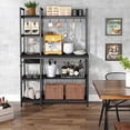 thumbnail image 3 of Tribesigns Kitchen Bakers Rack with Storage, 43 inch Microwave Stand 5-Tier Kitchen Utility Storage Shelf Rack with 10 Hooks, Metal Kitchen Rack Organizer for Kitchen, Living Room, 3 of 7