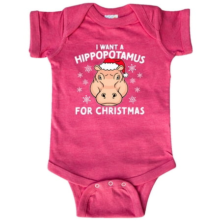 

Inktastic I Want a Hippopotamus for Christmas in Santa Hat Gift Baby Boy or Baby Girl Bodysuit