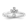 thumbnail image 1 of Bague Croix en Argent Sterling Stackable Expressions Rhodium Blanc Taille 6, 1 of 3
