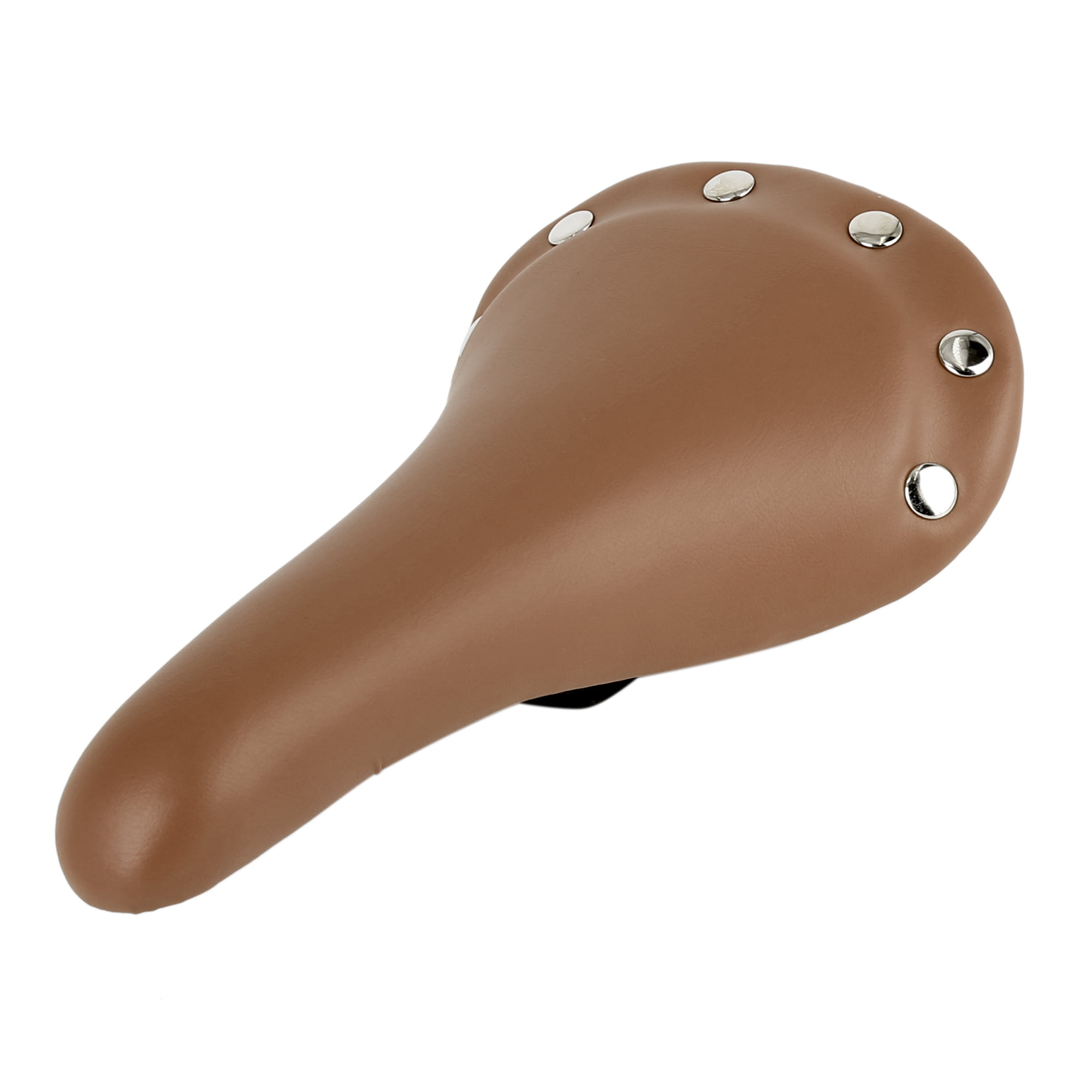 Universal PU Leather Spring Bike Saddle Brown Rivets Bicycle Seat Pad Cycling Replacement Saddle 