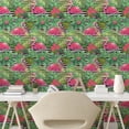 thumbnail image 2 of Ambesonne Tropical Peel & Stick Wallpaper for Home, Flamingo Hibiscus Palm Art, 13"x36", Dark Coral and Peacock Green, 2 of 5
