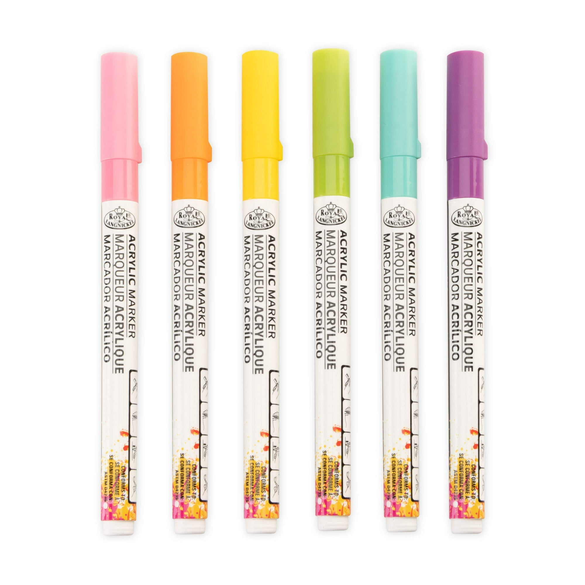 Royal & Langnickel 6 Piece Acrylic .2 mm Hue Markers - 4 Pack