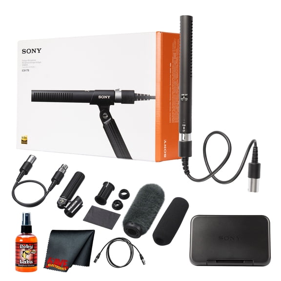Sony ECM-778 Short Supercardioid Condenser Camera-Mount Microphone Bundle (International Model)