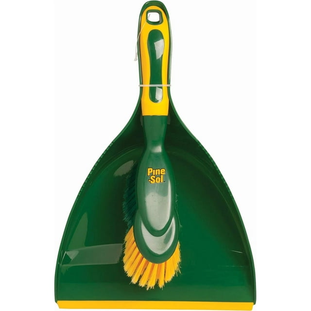 Pine-Sol Mini Dustpan and Brush Set | Nesting Snap-On Design | Portable, Compact Dust Pan and Hand Broom for Cleaning with Rubber Grip Edge, Green