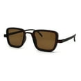 thumbnail image 3 of Mens Retro Rectangle Color Lens Hippie Plastic Sunglasses All Brown, 3 of 4